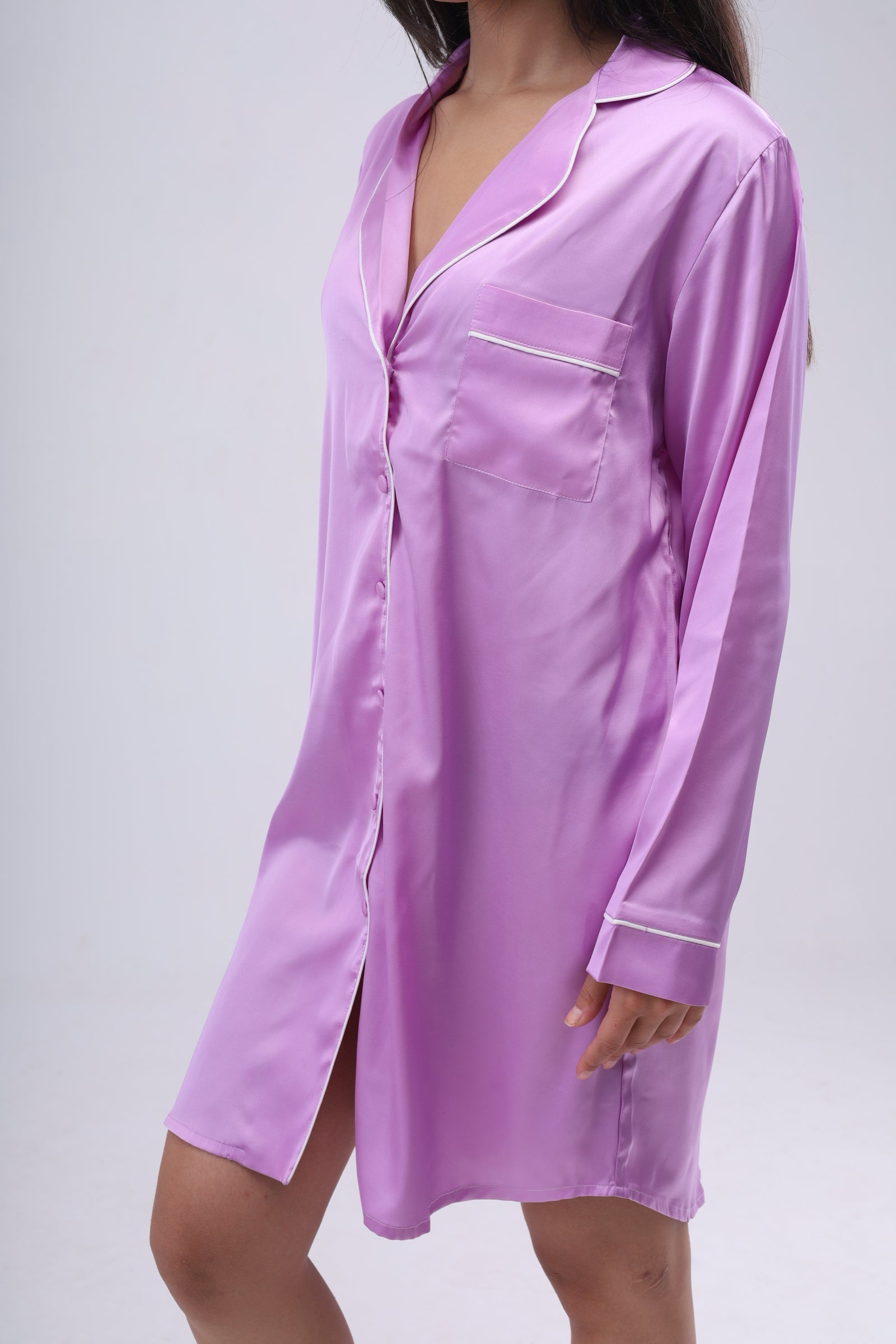 satin purple night dress Glamine Charm Purple Color Sexy Backless Satin Ruched Dress,Spring Clothing,Holiday Party Carnival Dress,Streetwear,Women Club Dress,Date Night Dress,Women Birthday Dress,Elevated Elegance,Party Must Have,Valentine Dress,Flower Fashion Lavender Dress